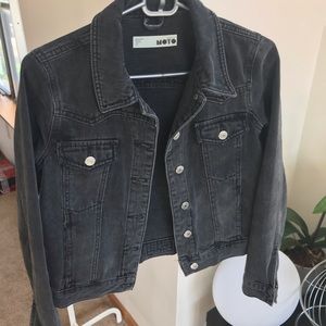 topshop moto black denim jacket